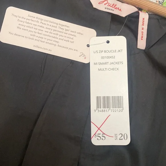 Millers - Long Sleeve Zip boucle jacket multi coloured check - Size 20 - Picture 7 of 8